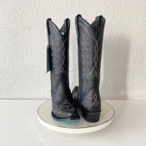 Lane LEXINGTON Womens Cowboy Boots 7.5 Black Leather Western Cowgirl Mid Calf
